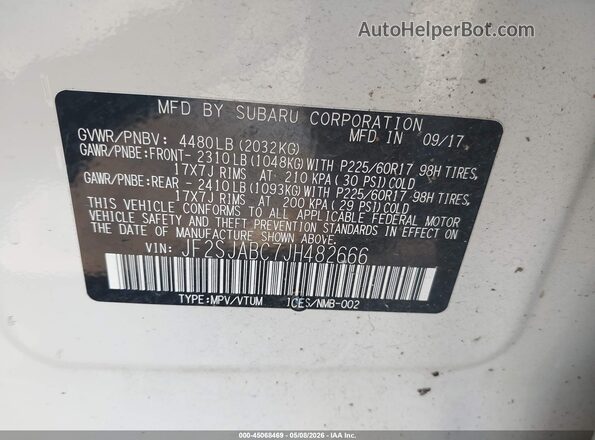 JF2SJABC7JH482666 2018 SUBARU FORESTER 2.5 White ძრავის განყოფილების ხედი