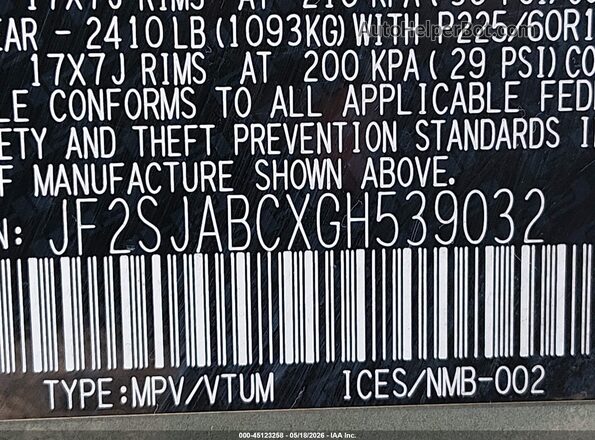 JF2SJABCXGH539032 2016 SUBARU FORESTER Зеленый 