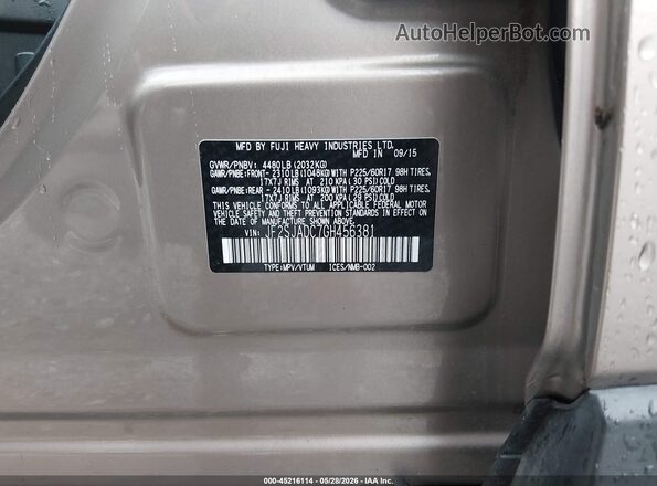 JF2SJADC7GH456381 2016 SUBARU FORESTER Золотой Вид подкапотного пространства
