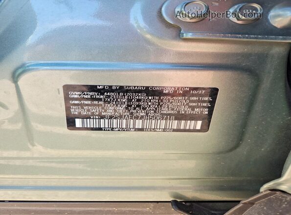 JF2SJAEC7JH506718 2018 SUBARU FORESTER 2.5 Green Widok komory silnika