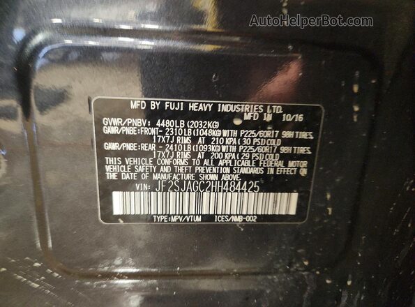 JF2SJAGC2HH484425 2017 SUBARU FORESTER Charcoal 