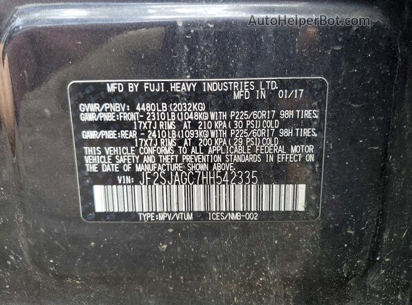 JF2SJAGC7HH542335 2017 SUBARU FORESTER Черный Вид наклейки с VIN-кодом