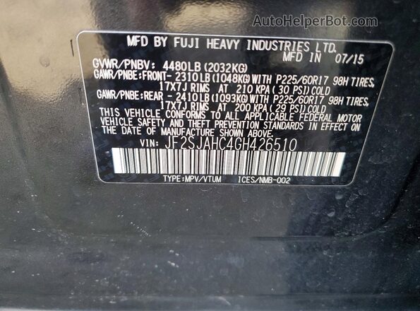 JF2SJAHC4GH426510 2016 SUBARU FORESTER Gray Vista interior de 360 grados