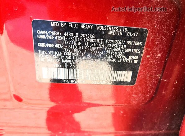 JF2SJAJC4HH546951 2017 SUBARU FORESTER Red 