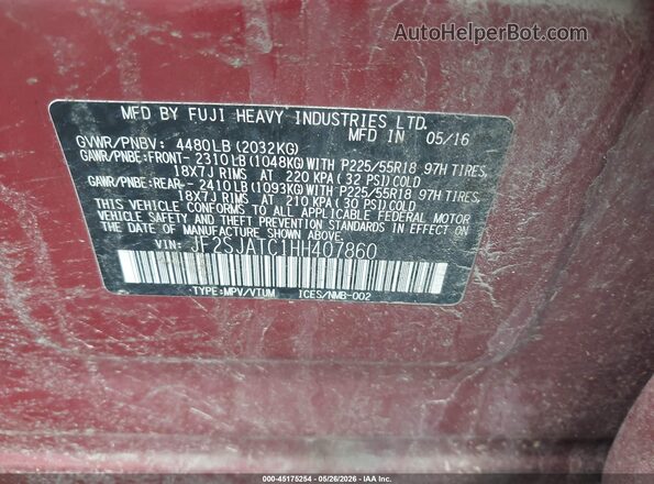 JF2SJATC1HH407860 2017 SUBARU FORESTER Red ძრავის განყოფილების ხედი