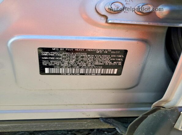 JF2SJAWC4HH587038 2017 SUBARU FORESTER 2.5I TO Silver 