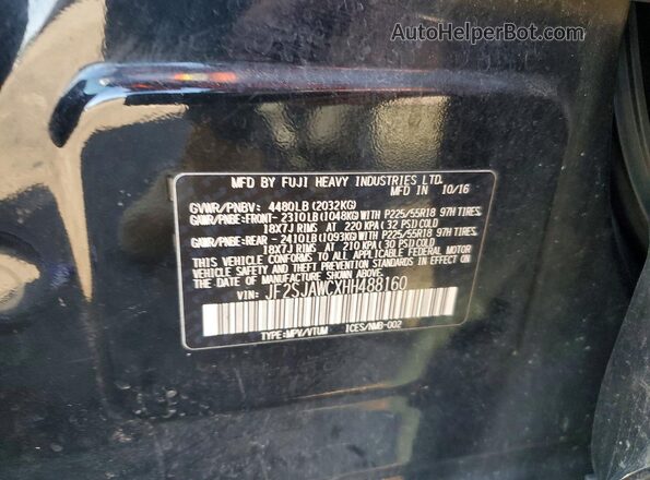 JF2SJAWCXHH488160 2017 SUBARU FORESTER 2.5I TO Black Вид підкапотного простору