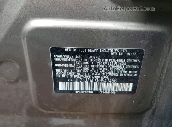 JF2SJAWCXHH547496 2017 SUBARU FORESTER 2.5I TO Brown Widok komory silnika