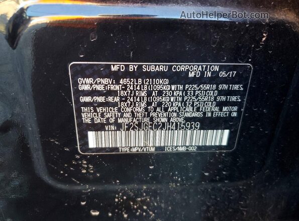 JF2SJGEC2JH415939 2018 SUBARU FORESTER2. Black Вид підкапотного простору