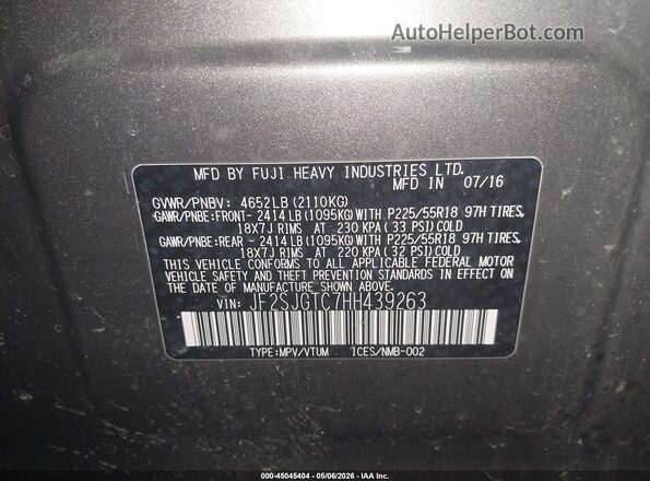 JF2SJGTC7HH439263 2017 SUBARU FORESTER2. Brown Շարժիչի բաժամունքի տեսք