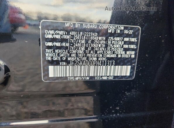 JF2SKADC0PH411313 2023 SUBARU FORESTER Black 