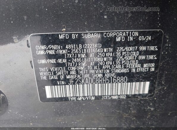 JF2SKADC8RH516880 2024 SUBARU FORESTER Gray 