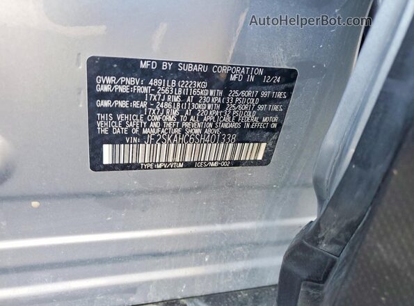 JF2SKAHC6SH401338 2025 SUBARU FORESTER Silver Вид підкапотного простору