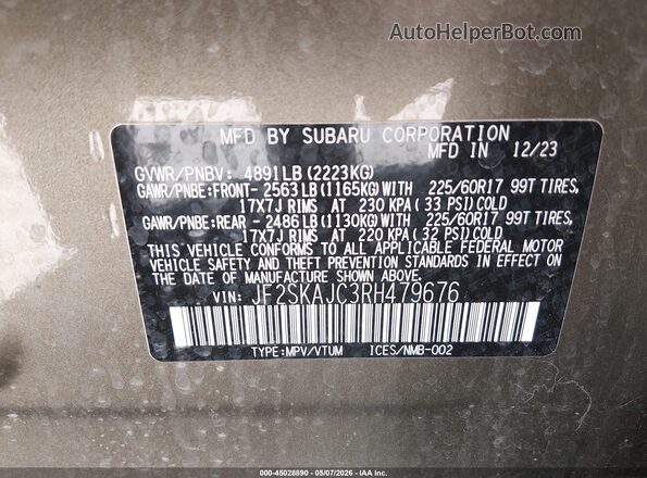 JF2SKAJC3RH479676 2024 SUBARU FORESTER Green 