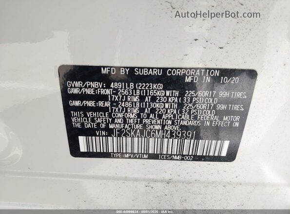 JF2SKAJC6MH439391 2021 SUBARU FORESTER White Շարժիչի բաժամունքի տեսք