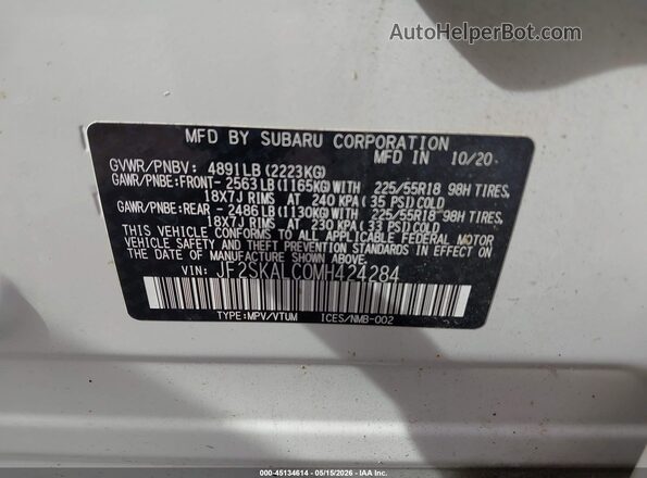JF2SKALC0MH424284 2021 SUBARU FORESTER White 