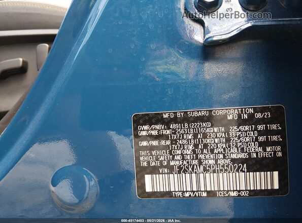 JF2SKAMC5PH550224 2023 SUBARU FORESTER Blue Շարժիչի բաժամունքի տեսք