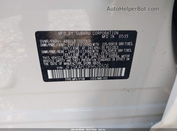JF2SKAPC0PH526506 2023 SUBARU FORESTER White 
