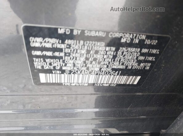JF2SKARC4PH402641 2023 SUBARU FORESTER Gray Widok komory silnika