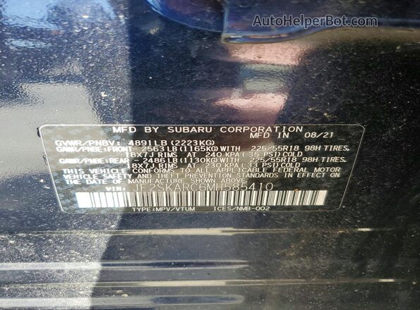 JF2SKARC6MH585410 2021 SUBARU FORESTER Blue Widok wnętrza 360 stopni