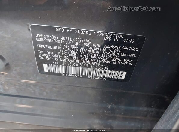 JF2SKARC9PH533094 2023 SUBARU FORESTER Gray 
