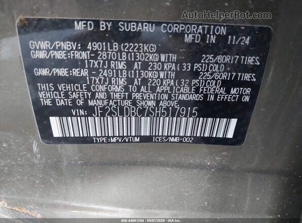 JF2SLDBC7SH517915 2025 SUBARU FORESTER Green Widok komory silnika