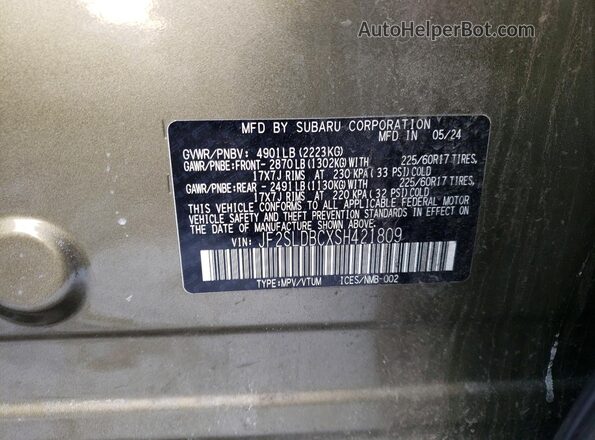 JF2SLDBCXSH421809 2025 SUBARU FORESTER Green Вид наклейки з VIN-кодом