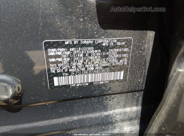 JF2SLDHC6SH469606 2025 SUBARU FORESTER Gray Vista del compartimento del motor