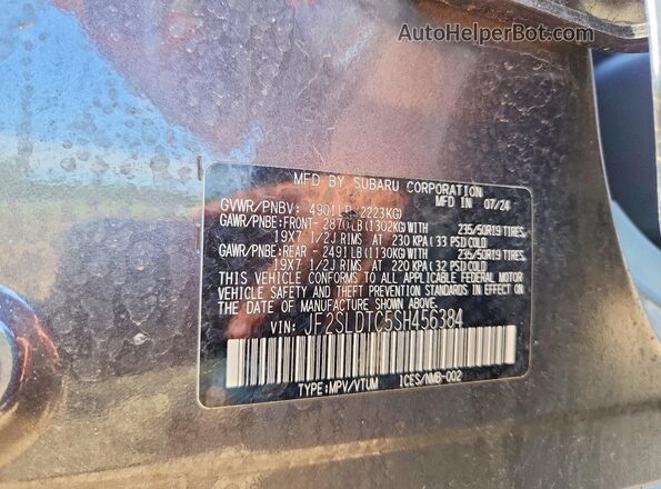 JF2SLDTC5SH456384 2025 SUBARU FORESTER Gray Вид наклейки з VIN-кодом
