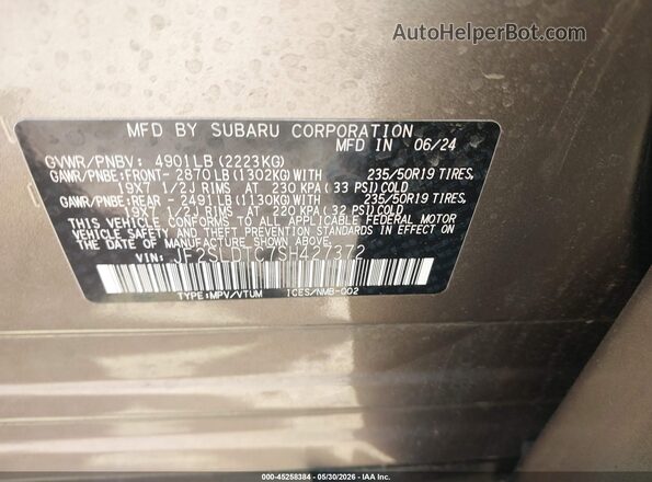 JF2SLDTC7SH427372 2025 SUBARU FORESTER Gold 