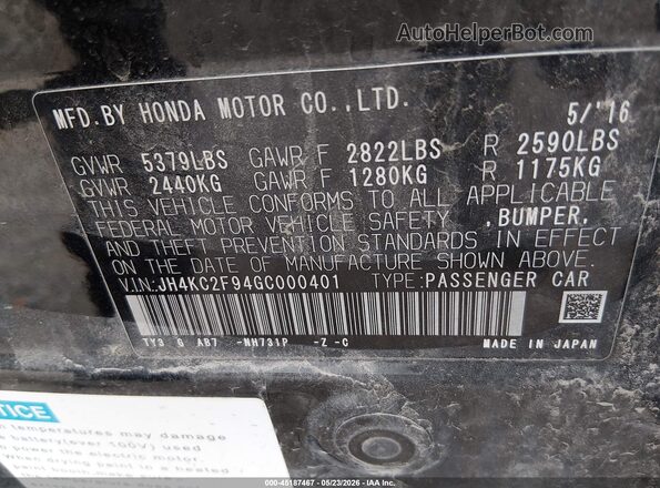 JH4KC2F94GC000401 2016 ACURA OTHER Black 