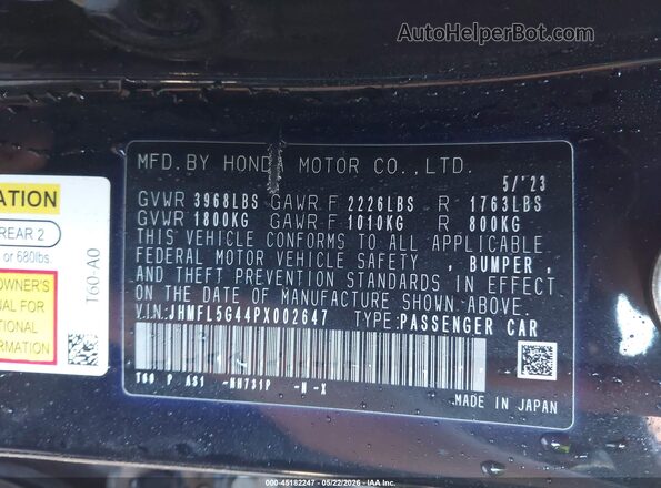 JHMFL5G44PX002647 2023 HONDA CIVIC Black Vista del compartimento del motor