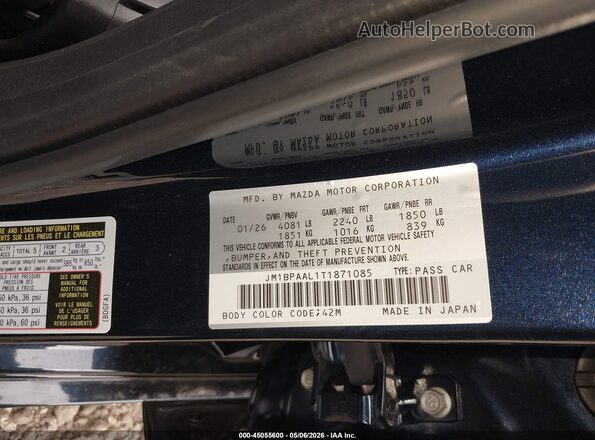 JM1BPAAL1T1871085 2026 MAZDA 3 Dark Blue Շարժիչի բաժամունքի տեսք