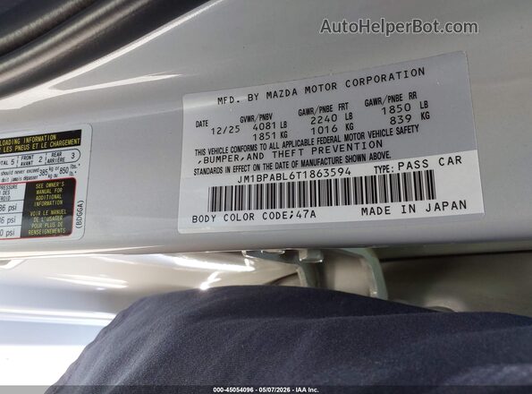 JM1BPABL6T1863594 2026 MAZDA 3 White Widok komory silnika