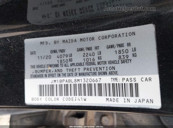 JM1BPABL8M1320667 2021 MAZDA 3 Черный Вид подкапотного пространства