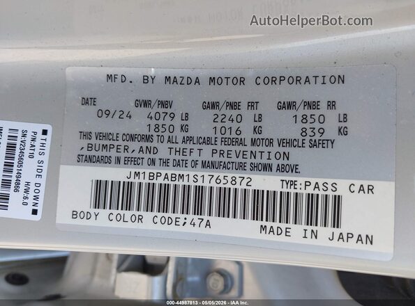 JM1BPABM1S1765872 2025 MAZDA 3 White Շարժիչի բաժամունքի տեսք