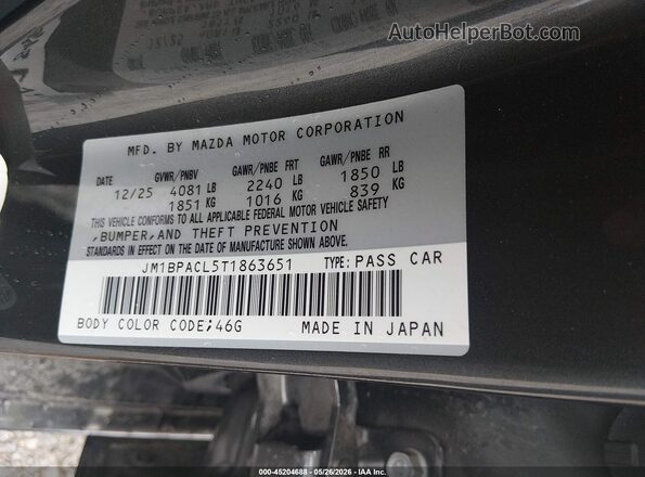 JM1BPACL5T1863651 2026 MAZDA 3 Gray Engine compartment view