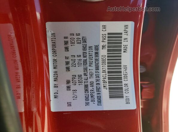 JM1BPACL8K1108850 2019 MAZDA 3 Red 
