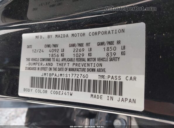 JM1BPAJM1S1772760 2025 MAZDA 3 Black Engine compartment view
