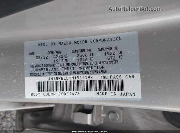 JM1BPBLL1N1515192 2022 MAZDA 3 Silver Вид підкапотного простору