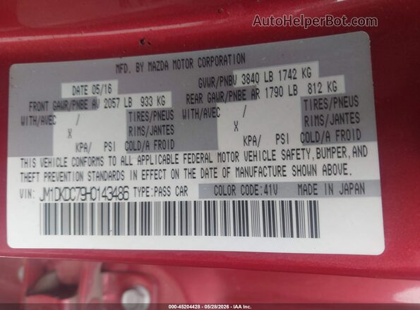 JM1DKDC79H0143486 2017 MAZDA CX-3 Красный Вид подкапотного пространства