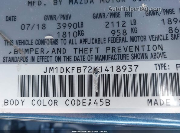 JM1DKFB72K1418937 2019 MAZDA CX-3 Синий Вид подкапотного пространства