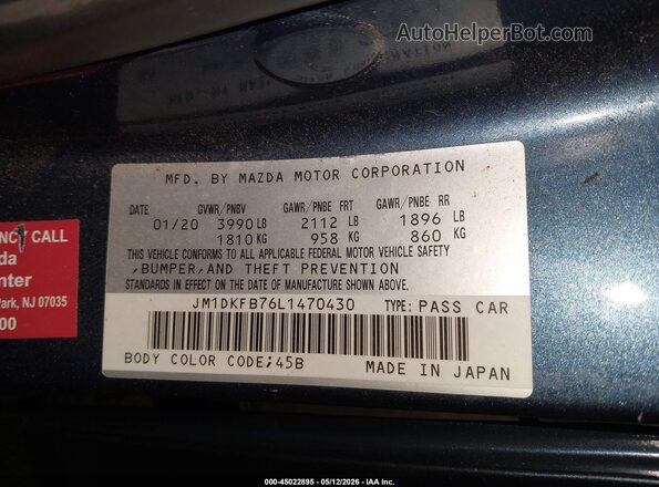 JM1DKFB76L1470430 2020 MAZDA CX-3 Blue Շարժիչի բաժամունքի տեսք