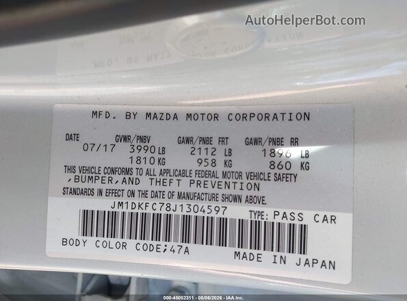 JM1DKFC78J1304597 2018 MAZDA CX-3 Silver Вид підкапотного простору