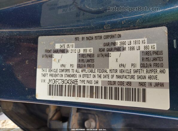 JM1DKFC78K0408465 2019 MAZDA CX-3 Синий Вид подкапотного пространства