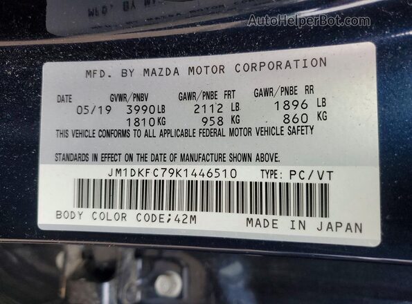 JM1DKFC79K1446510 2019 MAZDA CX-3 Blue Widok naklejki z numerem VIN