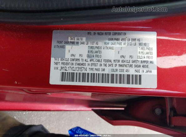JM1GL1TY0J1315714 2018 MAZDA 6 Red Widok komory silnika