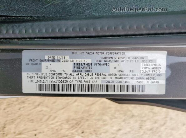 JM1GL1TY5J1330872 2018 MAZDA 6 Gray 