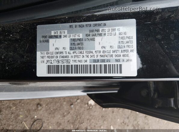 JM1GL1TY6K1507852 2019 MAZDA 6 Black Вид підкапотного простору