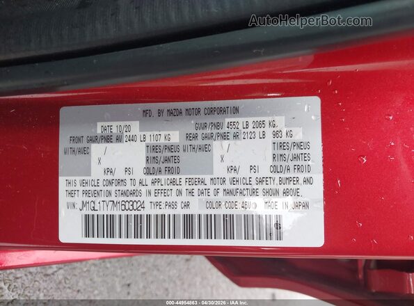 JM1GL1TY7M1603024 2021 MAZDA 6 Red 